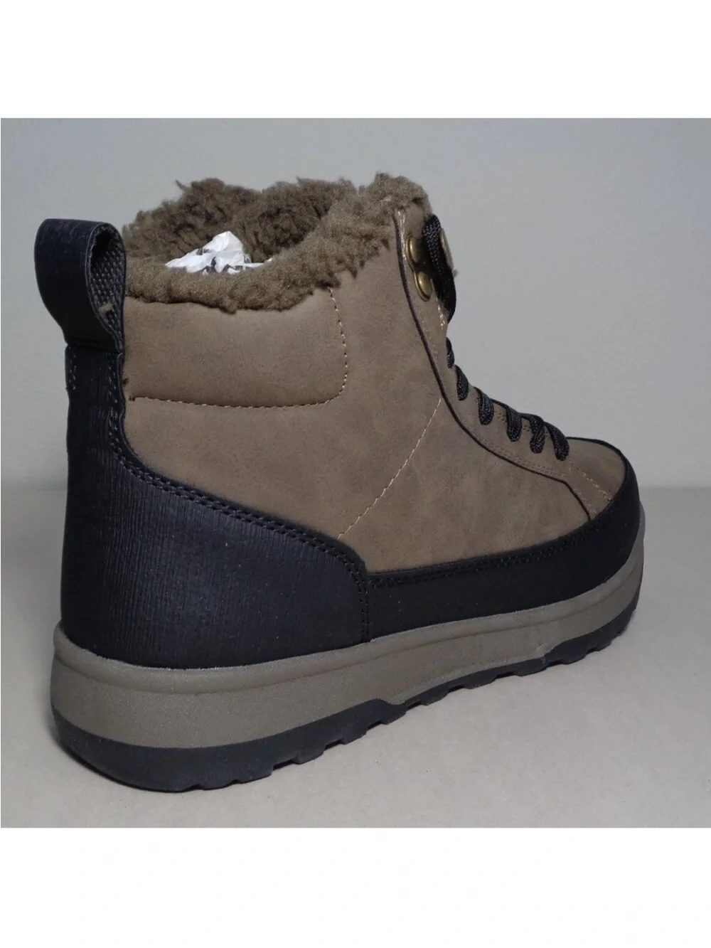Weatherproof Mens Winter Boots Brown Faux Fur Lined Lace Up Size 11 NEW